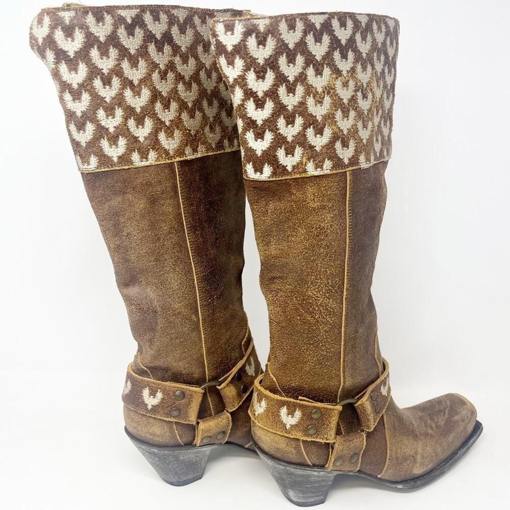 Old Gringo Rosa Pajaros Brown Suede Eagle Boots - Picture 3 of 13